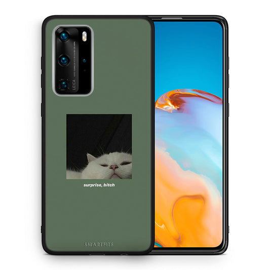 Θήκη Huawei P40 Pro Bitch Surprise από τη Smartfits με σχέδιο στο πίσω μέρος και μαύρο περίβλημα | Huawei P40 Pro Bitch Surprise case with colorful back and black bezels