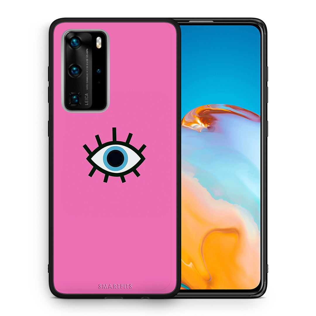 Θήκη Huawei P40 Pro Blue Eye Pink από τη Smartfits με σχέδιο στο πίσω μέρος και μαύρο περίβλημα | Huawei P40 Pro Blue Eye Pink case with colorful back and black bezels