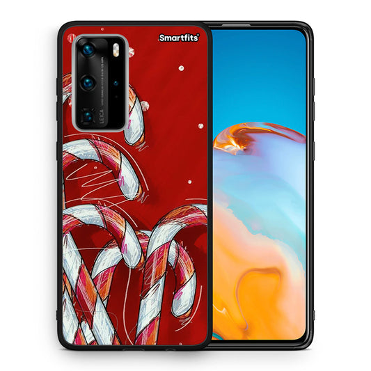 Θήκη Huawei P40 Pro Candy Cane από τη Smartfits με σχέδιο στο πίσω μέρος και μαύρο περίβλημα | Huawei P40 Pro Candy Cane case with colorful back and black bezels
