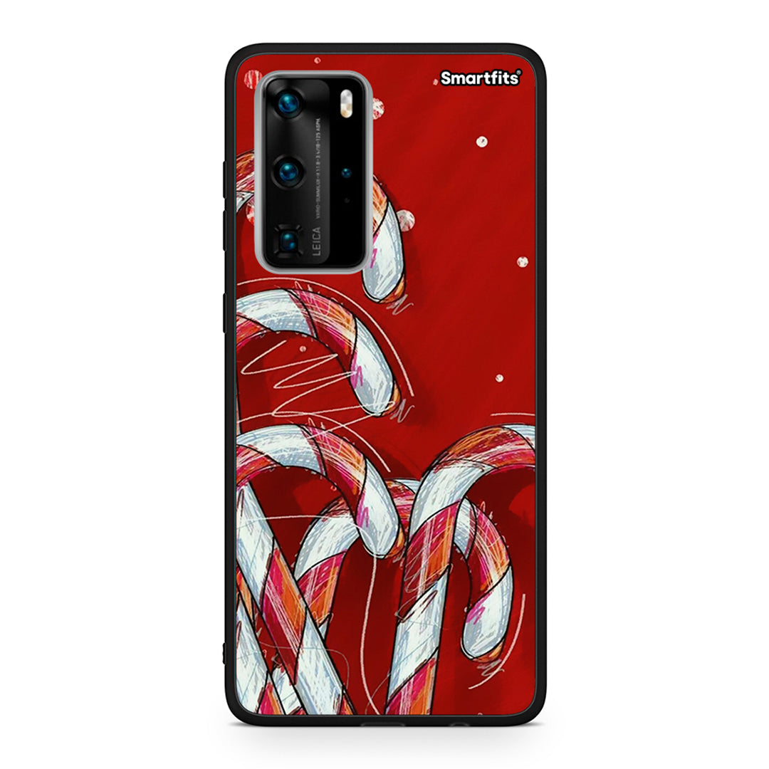 Huawei P40 Pro Candy Cane θήκη από τη Smartfits με σχέδιο στο πίσω μέρος και μαύρο περίβλημα | Smartphone case with colorful back and black bezels by Smartfits