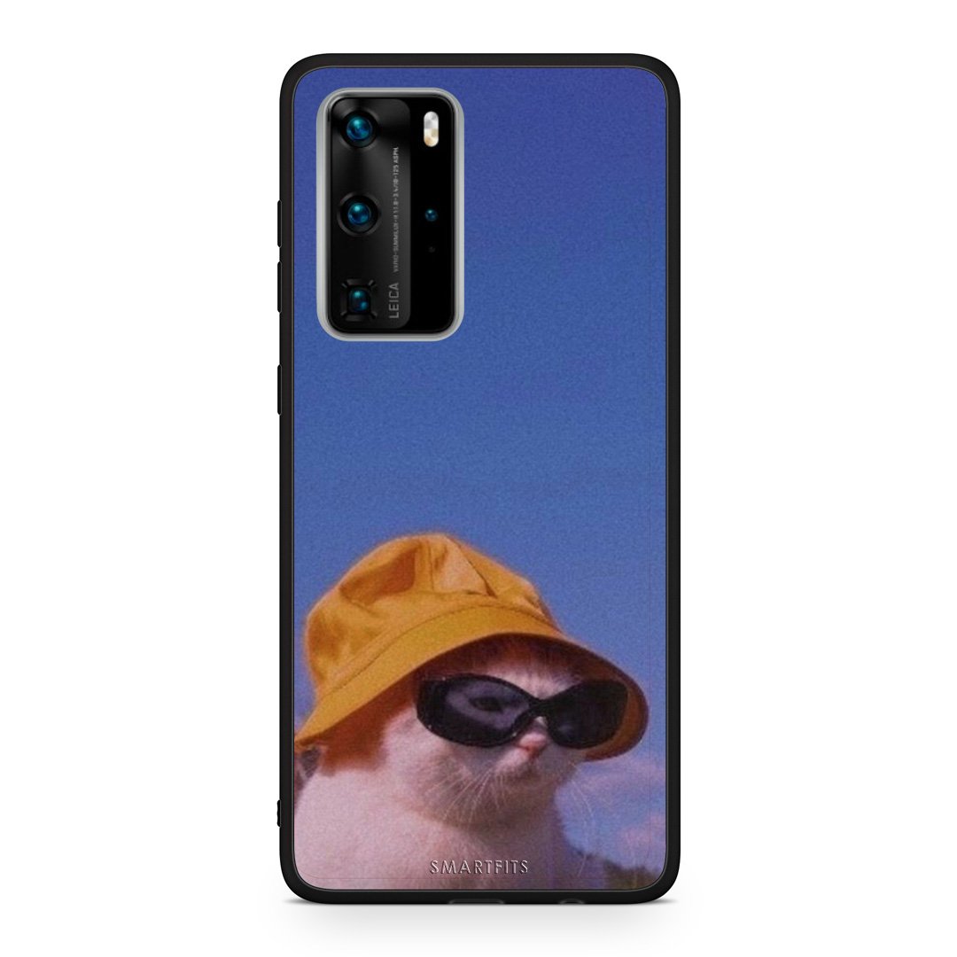 Huawei P40 Pro Cat Diva θήκη από τη Smartfits με σχέδιο στο πίσω μέρος και μαύρο περίβλημα | Smartphone case with colorful back and black bezels by Smartfits