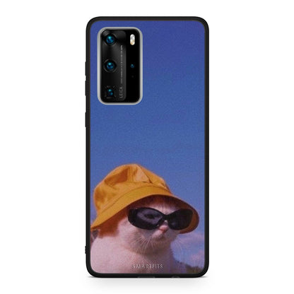 Huawei P40 Pro Cat Diva θήκη από τη Smartfits με σχέδιο στο πίσω μέρος και μαύρο περίβλημα | Smartphone case with colorful back and black bezels by Smartfits