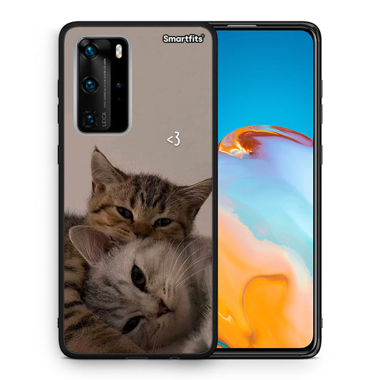 Θήκη Huawei P40 Pro Cats In Love από τη Smartfits με σχέδιο στο πίσω μέρος και μαύρο περίβλημα | Huawei P40 Pro Cats In Love case with colorful back and black bezels