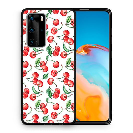 Θήκη Huawei P40 Pro Cherry Summer από τη Smartfits με σχέδιο στο πίσω μέρος και μαύρο περίβλημα | Huawei P40 Pro Cherry Summer case with colorful back and black bezels