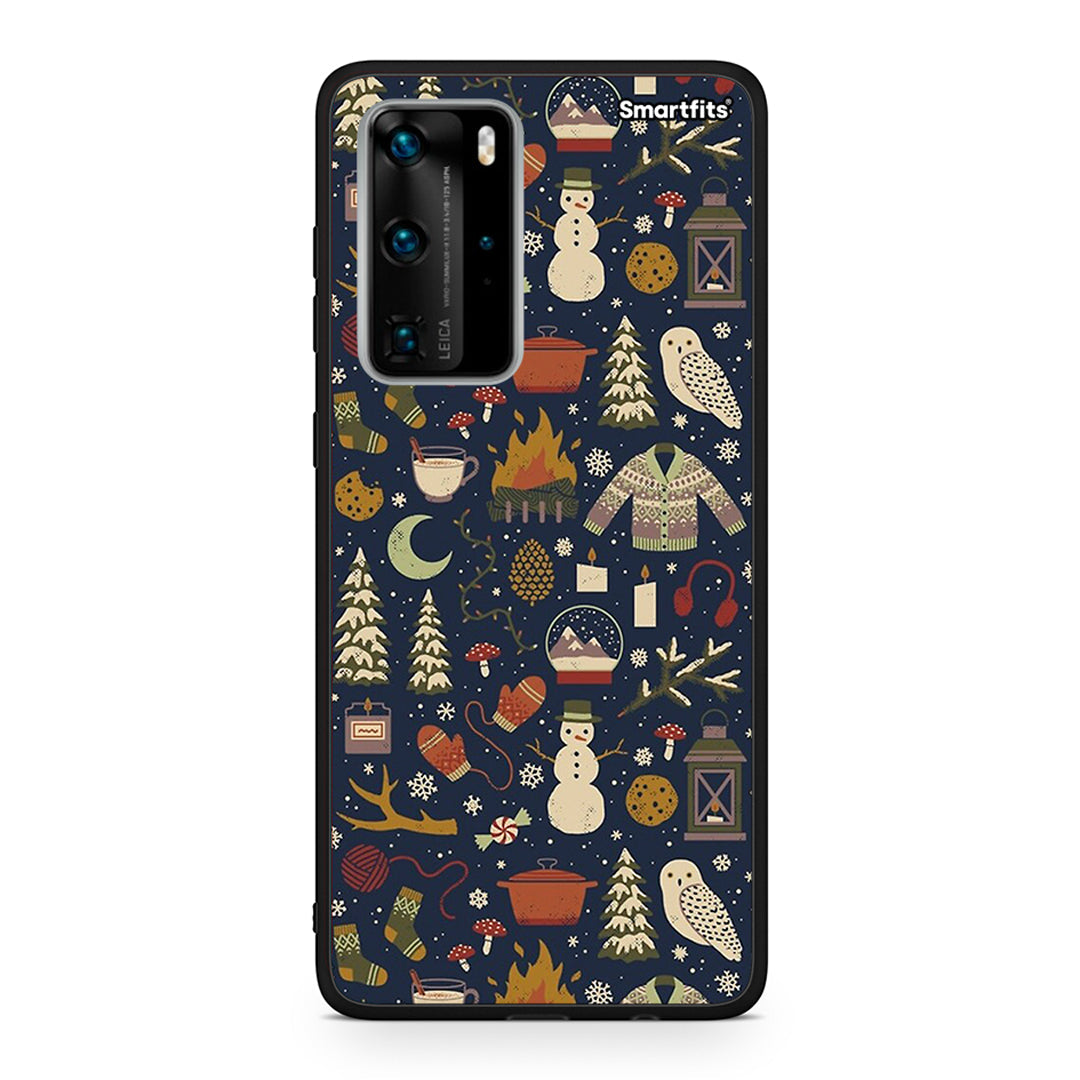 Huawei P40 Pro Christmas Elements θήκη από τη Smartfits με σχέδιο στο πίσω μέρος και μαύρο περίβλημα | Smartphone case with colorful back and black bezels by Smartfits