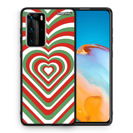 Θήκη Huawei P40 Pro Christmas Hearts από τη Smartfits με σχέδιο στο πίσω μέρος και μαύρο περίβλημα | Huawei P40 Pro Christmas Hearts case with colorful back and black bezels