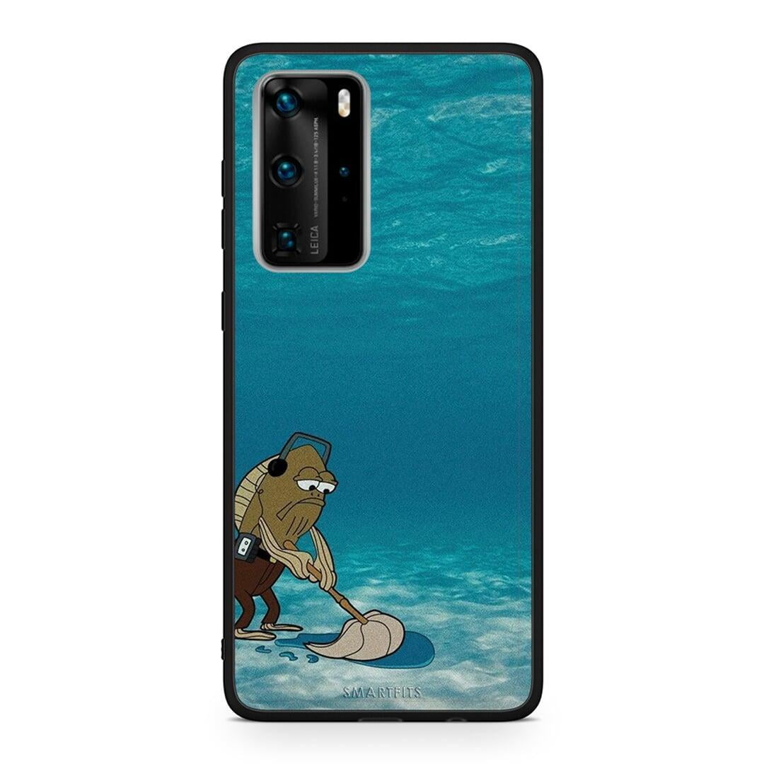 Huawei P40 Pro Clean The Ocean Θήκη από τη Smartfits με σχέδιο στο πίσω μέρος και μαύρο περίβλημα | Smartphone case with colorful back and black bezels by Smartfits