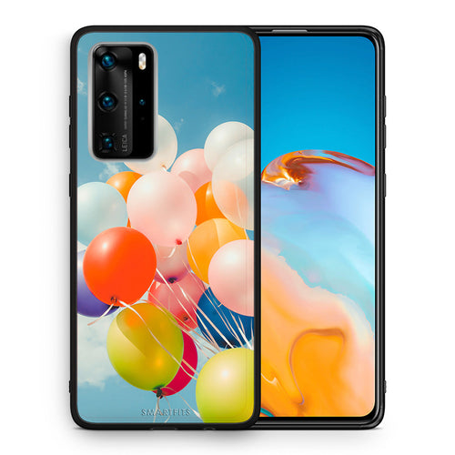 Θήκη Huawei P40 Pro Colorful Balloons από τη Smartfits με σχέδιο στο πίσω μέρος και μαύρο περίβλημα | Huawei P40 Pro Colorful Balloons case with colorful back and black bezels