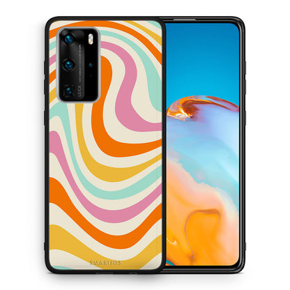 Θήκη Huawei P40 Pro Colourful Waves από τη Smartfits με σχέδιο στο πίσω μέρος και μαύρο περίβλημα | Huawei P40 Pro Colourful Waves case with colorful back and black bezels