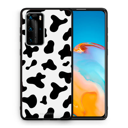 Θήκη Huawei P40 Pro Cow Print από τη Smartfits με σχέδιο στο πίσω μέρος και μαύρο περίβλημα | Huawei P40 Pro Cow Print case with colorful back and black bezels