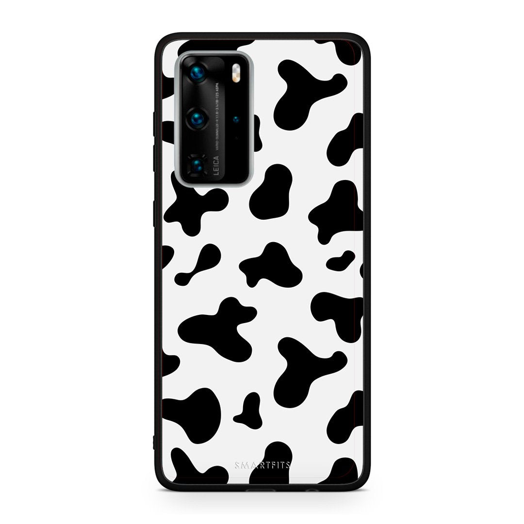 Huawei P40 Pro Cow Print θήκη από τη Smartfits με σχέδιο στο πίσω μέρος και μαύρο περίβλημα | Smartphone case with colorful back and black bezels by Smartfits
