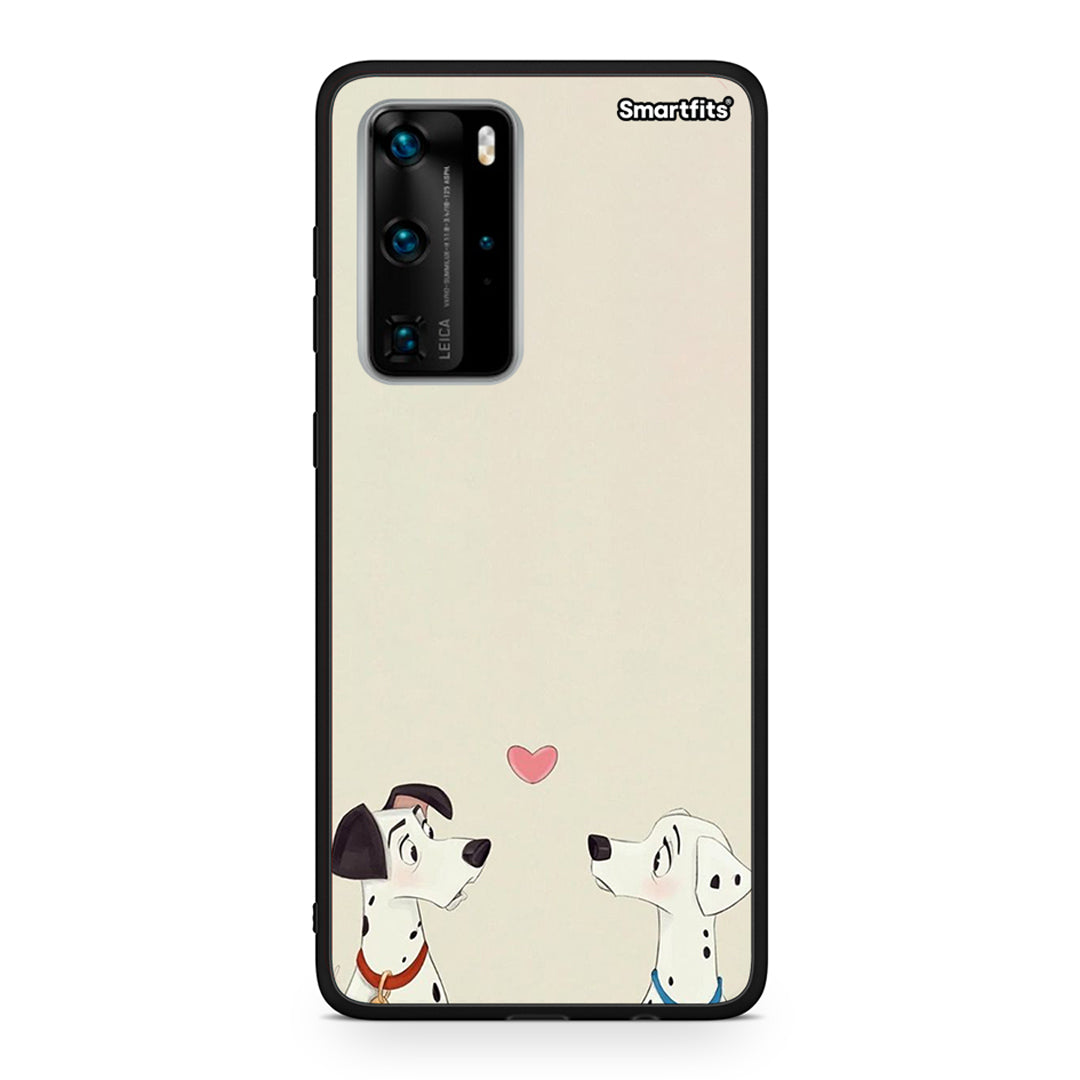 Huawei P40 Pro Dalmatians Love θήκη από τη Smartfits με σχέδιο στο πίσω μέρος και μαύρο περίβλημα | Smartphone case with colorful back and black bezels by Smartfits