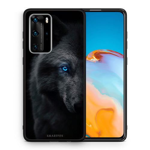 Θήκη Huawei P40 Pro Dark Wolf από τη Smartfits με σχέδιο στο πίσω μέρος και μαύρο περίβλημα | Huawei P40 Pro Dark Wolf case with colorful back and black bezels