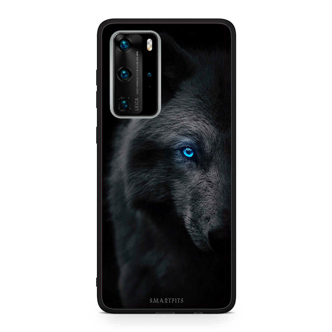 Huawei P40 Pro Dark Wolf θήκη από τη Smartfits με σχέδιο στο πίσω μέρος και μαύρο περίβλημα | Smartphone case with colorful back and black bezels by Smartfits