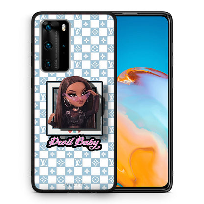 Θήκη Αγίου Βαλεντίνου Huawei P40 Pro Devil Baby από τη Smartfits με σχέδιο στο πίσω μέρος και μαύρο περίβλημα | Huawei P40 Pro Devil Baby case with colorful back and black bezels