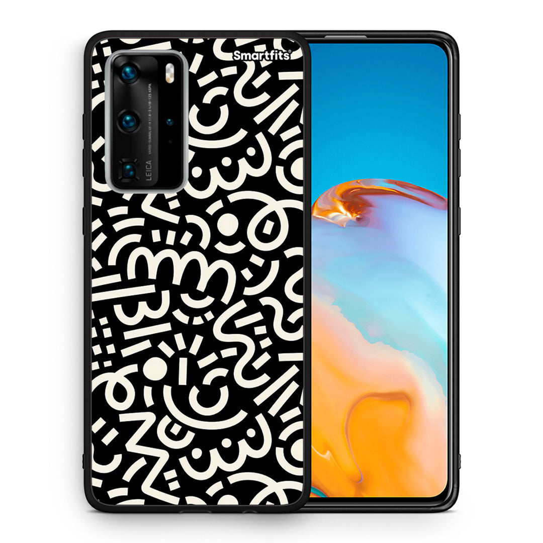 Θήκη Huawei P40 Pro Doodle Art από τη Smartfits με σχέδιο στο πίσω μέρος και μαύρο περίβλημα | Huawei P40 Pro Doodle Art case with colorful back and black bezels