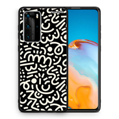 Θήκη Huawei P40 Pro Doodle Art από τη Smartfits με σχέδιο στο πίσω μέρος και μαύρο περίβλημα | Huawei P40 Pro Doodle Art case with colorful back and black bezels