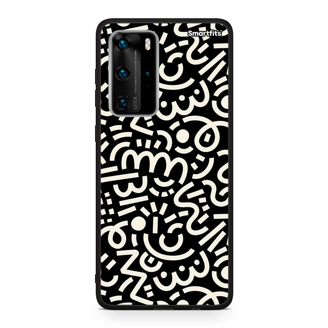 Huawei P40 Pro Doodle Art Θήκη από τη Smartfits με σχέδιο στο πίσω μέρος και μαύρο περίβλημα | Smartphone case with colorful back and black bezels by Smartfits