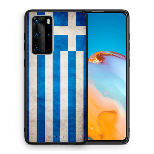 Θήκη Huawei P40 Pro Greek Flag από τη Smartfits με σχέδιο στο πίσω μέρος και μαύρο περίβλημα | Huawei P40 Pro Greek Flag case with colorful back and black bezels