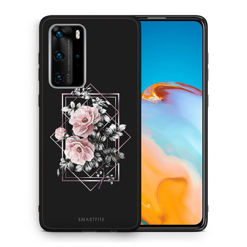 Θήκη Huawei P40 Pro Frame Flower από τη Smartfits με σχέδιο στο πίσω μέρος και μαύρο περίβλημα | Huawei P40 Pro Frame Flower case with colorful back and black bezels