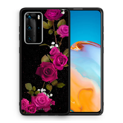 Θήκη Huawei P40 Pro Red Roses Flower από τη Smartfits με σχέδιο στο πίσω μέρος και μαύρο περίβλημα | Huawei P40 Pro Red Roses Flower case with colorful back and black bezels