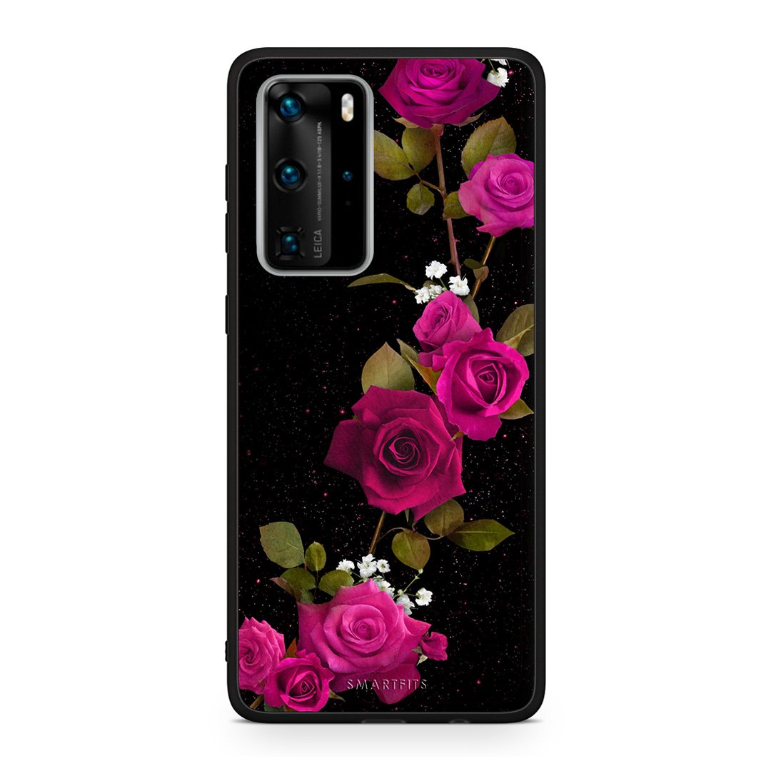 4 - Huawei P40 Pro Red Roses Flower case, cover, bumper