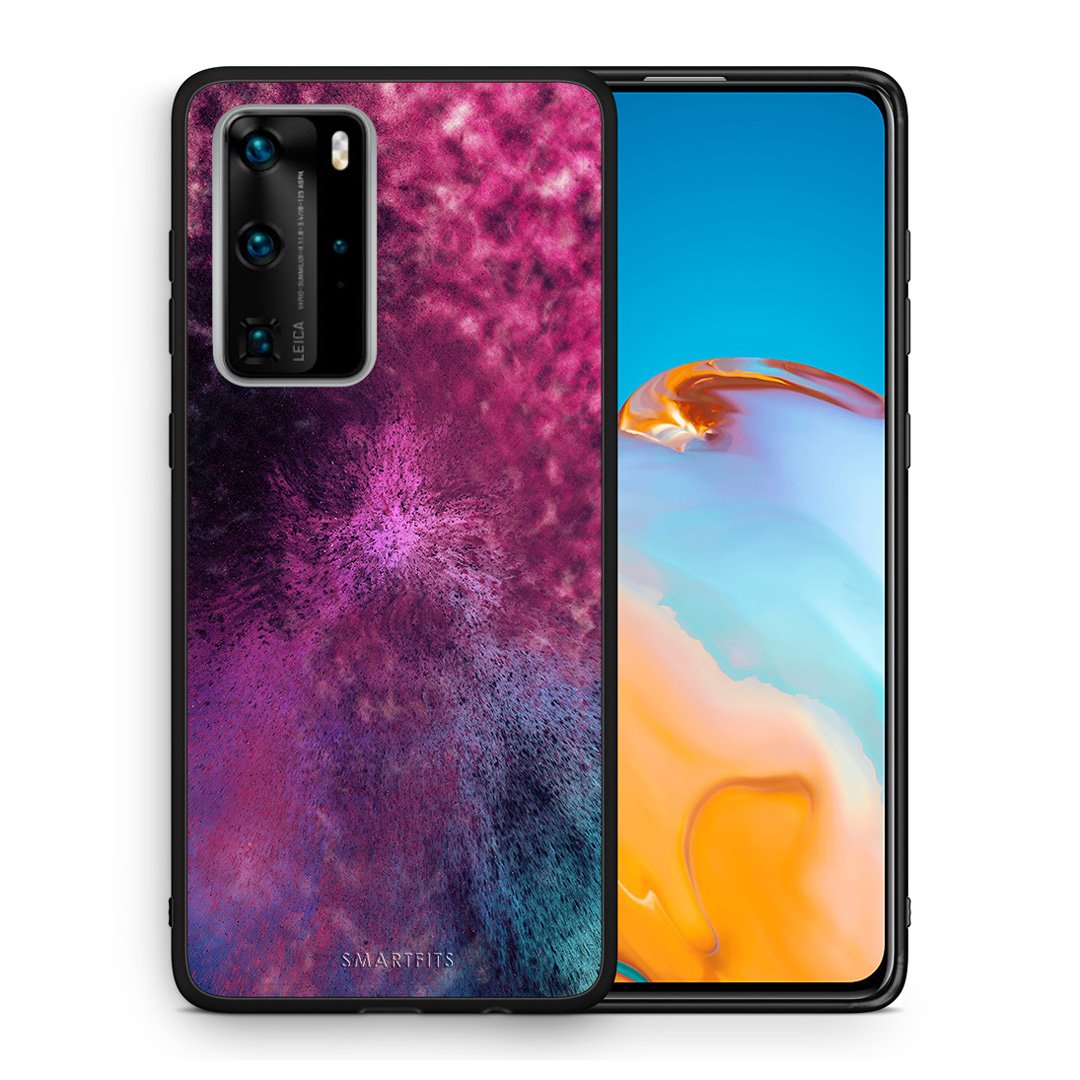Θήκη Huawei P40 Pro Aurora Galaxy από τη Smartfits με σχέδιο στο πίσω μέρος και μαύρο περίβλημα | Huawei P40 Pro Aurora Galaxy case with colorful back and black bezels