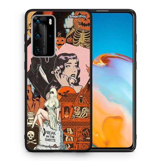 Θήκη Huawei P40 Pro Halloween Collage από τη Smartfits με σχέδιο στο πίσω μέρος και μαύρο περίβλημα | Huawei P40 Pro Halloween Collage case with colorful back and black bezels