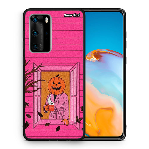 Θήκη Huawei P40 Pro Halloween Pumpkin Lady από τη Smartfits με σχέδιο στο πίσω μέρος και μαύρο περίβλημα | Huawei P40 Pro Halloween Pumpkin Lady case with colorful back and black bezels
