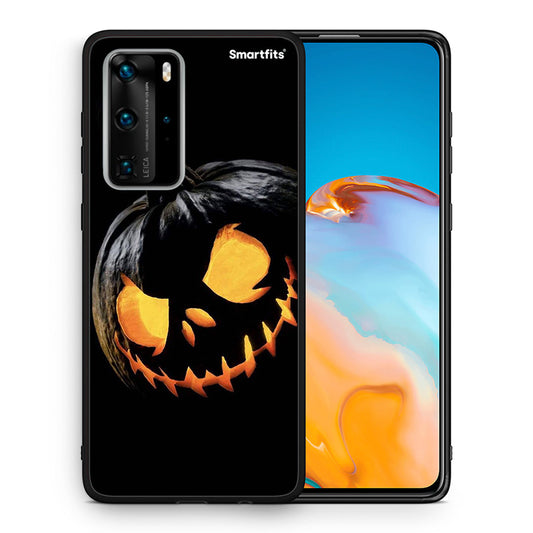 Θήκη Huawei P40 Pro Halloween Scary Pumpkin από τη Smartfits με σχέδιο στο πίσω μέρος και μαύρο περίβλημα | Huawei P40 Pro Halloween Scary Pumpkin case with colorful back and black bezels