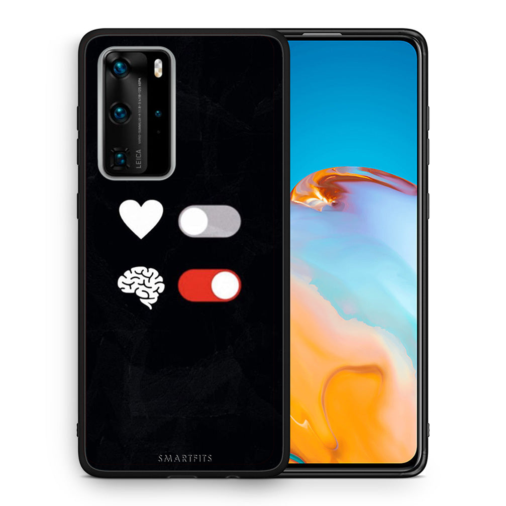 Θήκη Αγίου Βαλεντίνου Huawei P40 Pro Heart Vs Brain από τη Smartfits με σχέδιο στο πίσω μέρος και μαύρο περίβλημα | Huawei P40 Pro Heart Vs Brain case with colorful back and black bezels