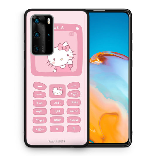 Θήκη Αγίου Βαλεντίνου Huawei P40 Pro Hello Kitten από τη Smartfits με σχέδιο στο πίσω μέρος και μαύρο περίβλημα | Huawei P40 Pro Hello Kitten case with colorful back and black bezels