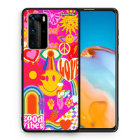 Thumbnail for Θήκη Huawei P40 Pro Hippie Love από τη Smartfits με σχέδιο στο πίσω μέρος και μαύρο περίβλημα | Huawei P40 Pro Hippie Love case with colorful back and black bezels