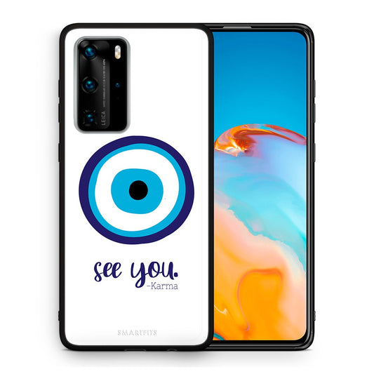 Θήκη Huawei P40 Pro Karma Says από τη Smartfits με σχέδιο στο πίσω μέρος και μαύρο περίβλημα | Huawei P40 Pro Karma Says case with colorful back and black bezels