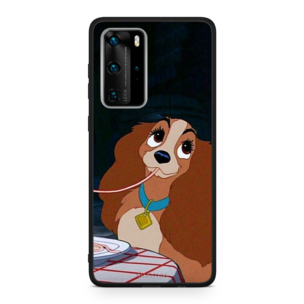 Huawei P40 Pro Lady And Tramp 2 Θήκη Αγίου Βαλεντίνου από τη Smartfits με σχέδιο στο πίσω μέρος και μαύρο περίβλημα | Smartphone case with colorful back and black bezels by Smartfits