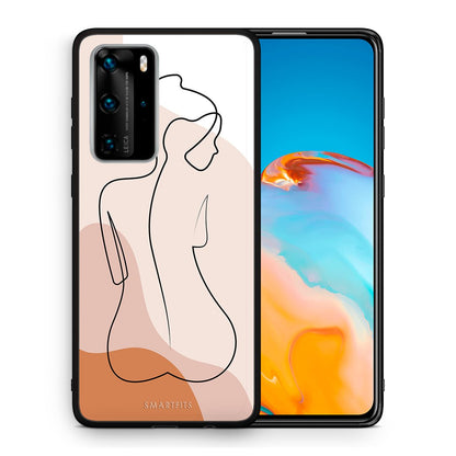 Θήκη Huawei P40 Pro LineArt Woman από τη Smartfits με σχέδιο στο πίσω μέρος και μαύρο περίβλημα | Huawei P40 Pro LineArt Woman case with colorful back and black bezels