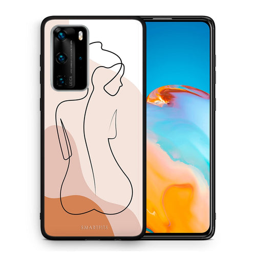 Θήκη Huawei P40 Pro LineArt Woman από τη Smartfits με σχέδιο στο πίσω μέρος και μαύρο περίβλημα | Huawei P40 Pro LineArt Woman case with colorful back and black bezels