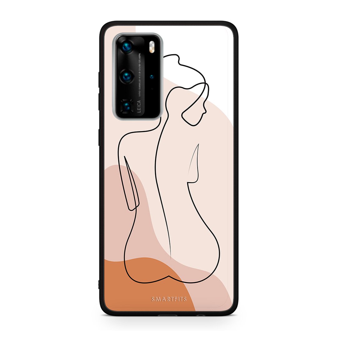 Huawei P40 Pro LineArt Woman θήκη από τη Smartfits με σχέδιο στο πίσω μέρος και μαύρο περίβλημα | Smartphone case with colorful back and black bezels by Smartfits