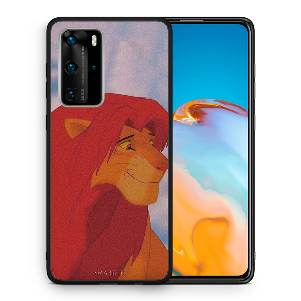 Θήκη Αγίου Βαλεντίνου Huawei P40 Pro Lion Love 1 από τη Smartfits με σχέδιο στο πίσω μέρος και μαύρο περίβλημα | Huawei P40 Pro Lion Love 1 case with colorful back and black bezels