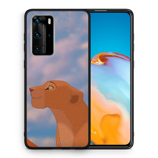 Θήκη Αγίου Βαλεντίνου Huawei P40 Pro Lion Love 2 από τη Smartfits με σχέδιο στο πίσω μέρος και μαύρο περίβλημα | Huawei P40 Pro Lion Love 2 case with colorful back and black bezels