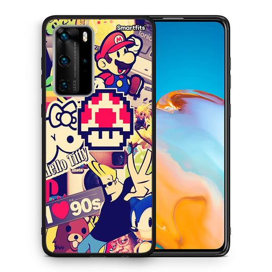Θήκη Huawei P40 Pro Love The 90s από τη Smartfits με σχέδιο στο πίσω μέρος και μαύρο περίβλημα | Huawei P40 Pro Love The 90s case with colorful back and black bezels