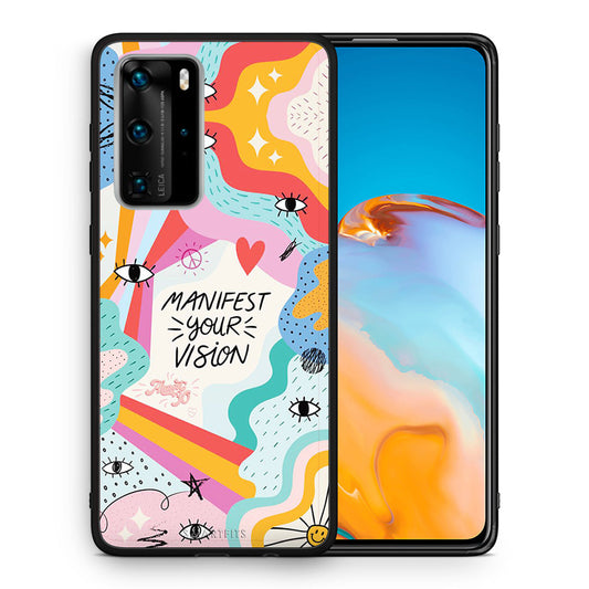 Θήκη Huawei P40 Pro Manifest Your Vision από τη Smartfits με σχέδιο στο πίσω μέρος και μαύρο περίβλημα | Huawei P40 Pro Manifest Your Vision case with colorful back and black bezels