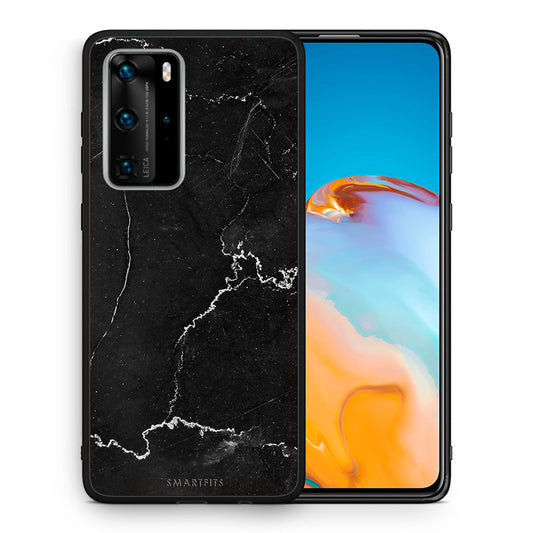 Θήκη Huawei P40 Pro Marble Black από τη Smartfits με σχέδιο στο πίσω μέρος και μαύρο περίβλημα | Huawei P40 Pro Marble Black case with colorful back and black bezels