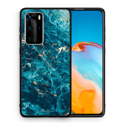 Θήκη Huawei P40 Pro Marble Blue από τη Smartfits με σχέδιο στο πίσω μέρος και μαύρο περίβλημα | Huawei P40 Pro Marble Blue case with colorful back and black bezels