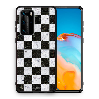Θήκη Huawei P40 Pro Square Geometric Marble από τη Smartfits με σχέδιο στο πίσω μέρος και μαύρο περίβλημα | Huawei P40 Pro Square Geometric Marble case with colorful back and black bezels