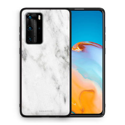 Θήκη Huawei P40 Pro White Marble από τη Smartfits με σχέδιο στο πίσω μέρος και μαύρο περίβλημα | Huawei P40 Pro White Marble case with colorful back and black bezels