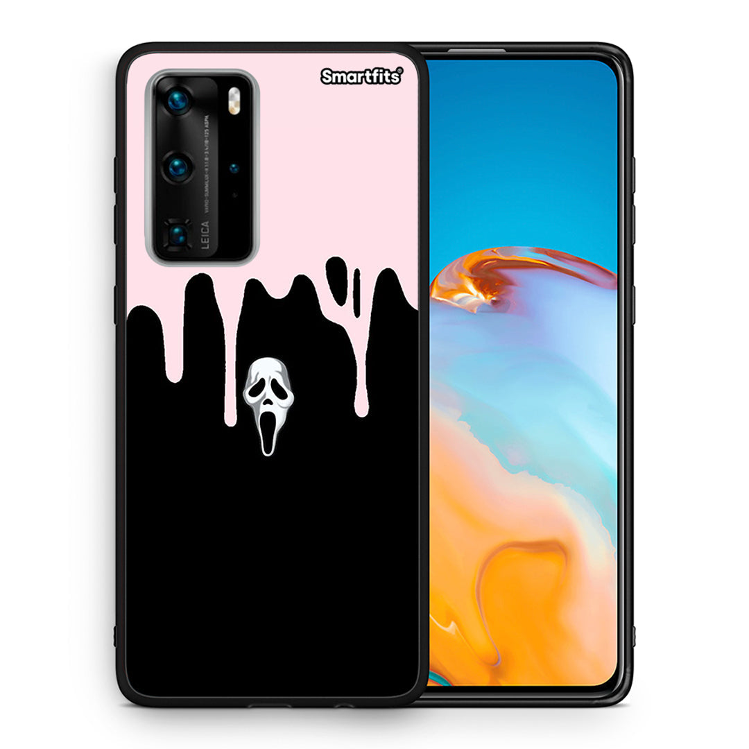 Θήκη Huawei P40 Pro Melting Halloween Mask από τη Smartfits με σχέδιο στο πίσω μέρος και μαύρο περίβλημα | Huawei P40 Pro Melting Halloween Mask case with colorful back and black bezels