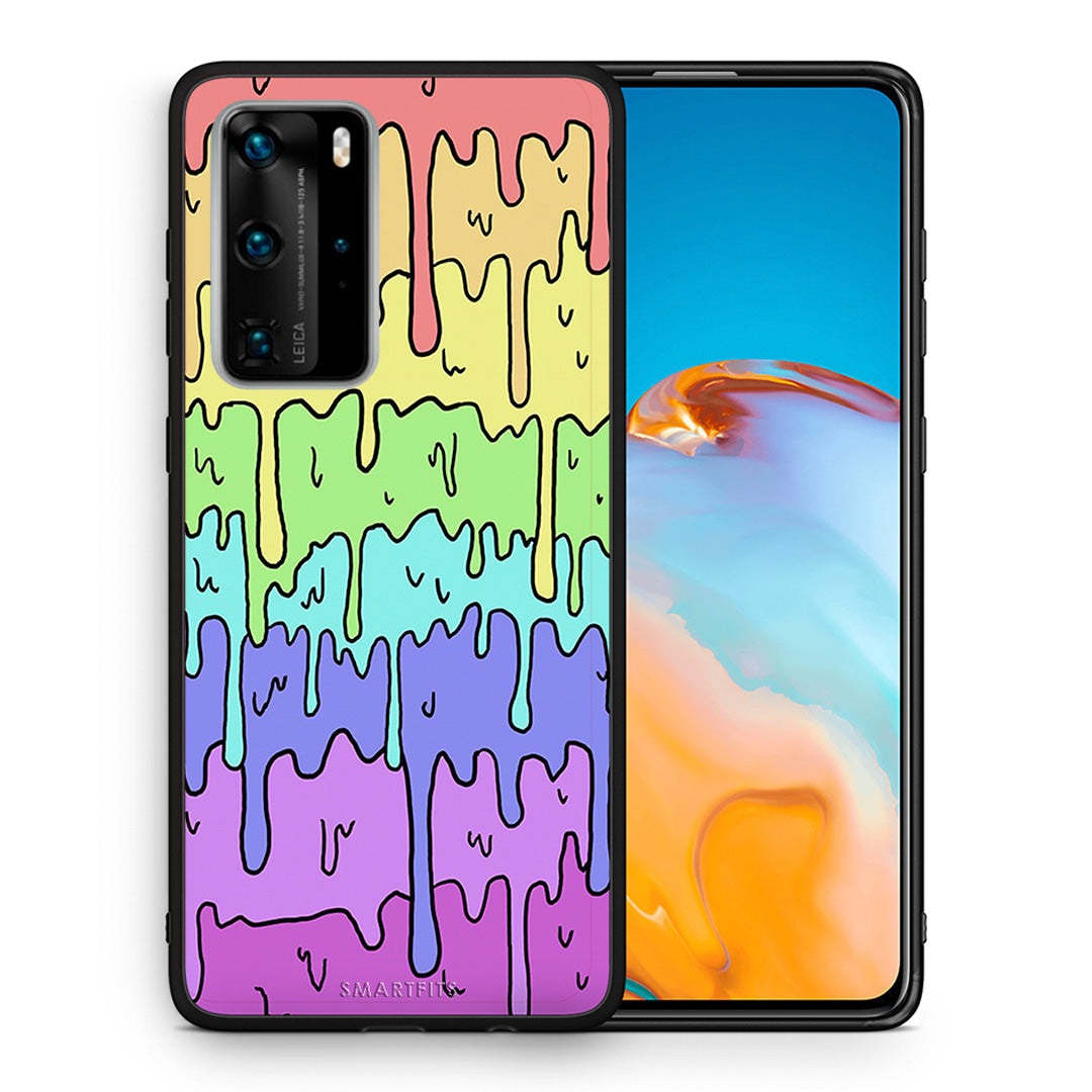 Θήκη Huawei P40 Pro Melting Rainbow από τη Smartfits με σχέδιο στο πίσω μέρος και μαύρο περίβλημα | Huawei P40 Pro Melting Rainbow case with colorful back and black bezels