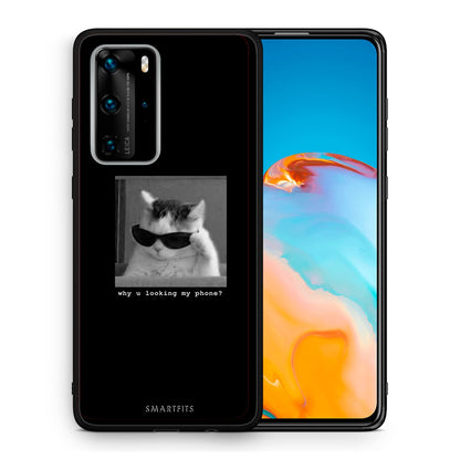 Θήκη Huawei P40 Pro Meme Cat από τη Smartfits με σχέδιο στο πίσω μέρος και μαύρο περίβλημα | Huawei P40 Pro Meme Cat case with colorful back and black bezels