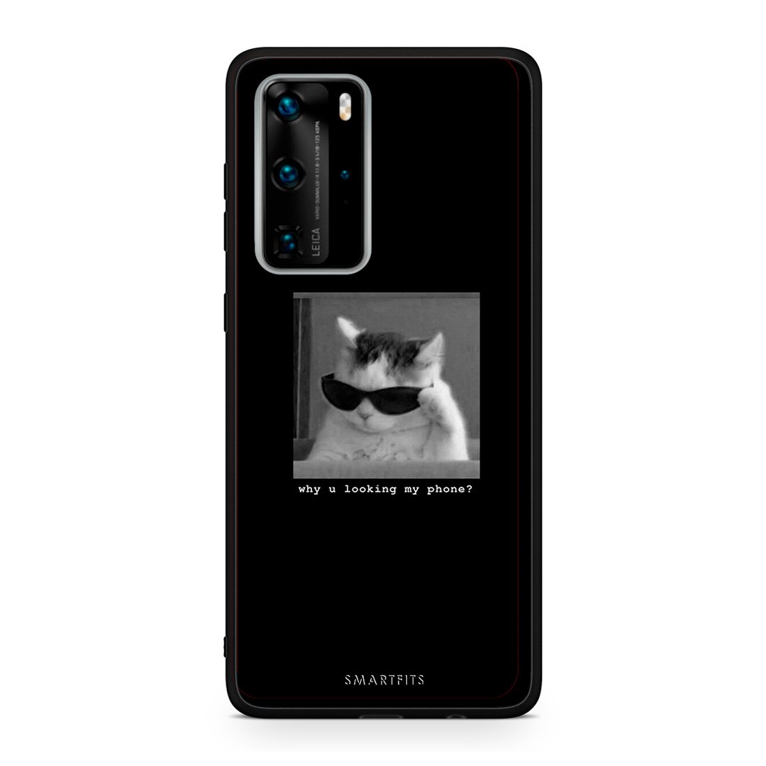 Huawei P40 Pro Meme Cat θήκη από τη Smartfits με σχέδιο στο πίσω μέρος και μαύρο περίβλημα | Smartphone case with colorful back and black bezels by Smartfits